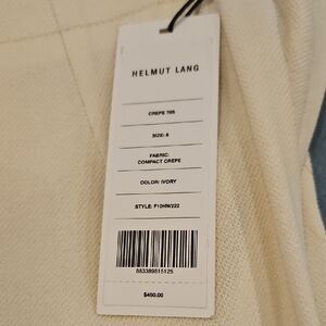 Helmut Lang Ivory Crepe Wide Leg Pant Size 8